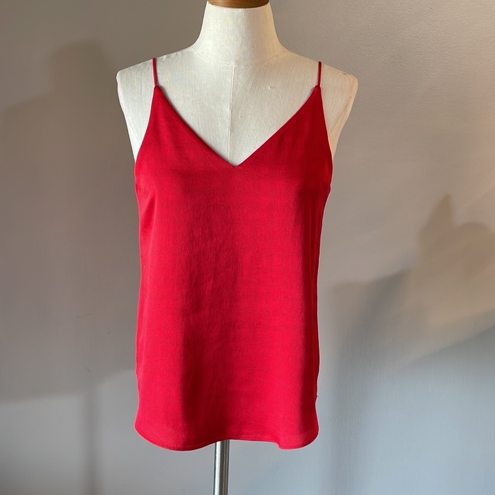 REVERSABLE women’s spaghetti strap overlay tank top checkered red blk / red XS - Picture 3 of 7